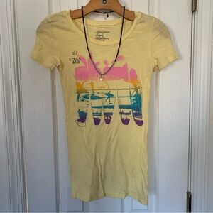 Retro AEO Yellow 678 Rainbow Surf Board Tee Shirt